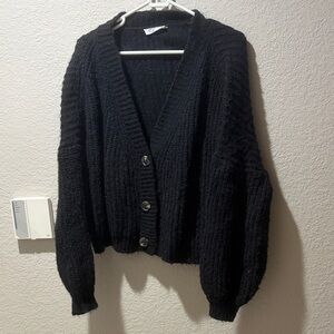 CJLA Black Women's Chunky Button Cardigan Sweater